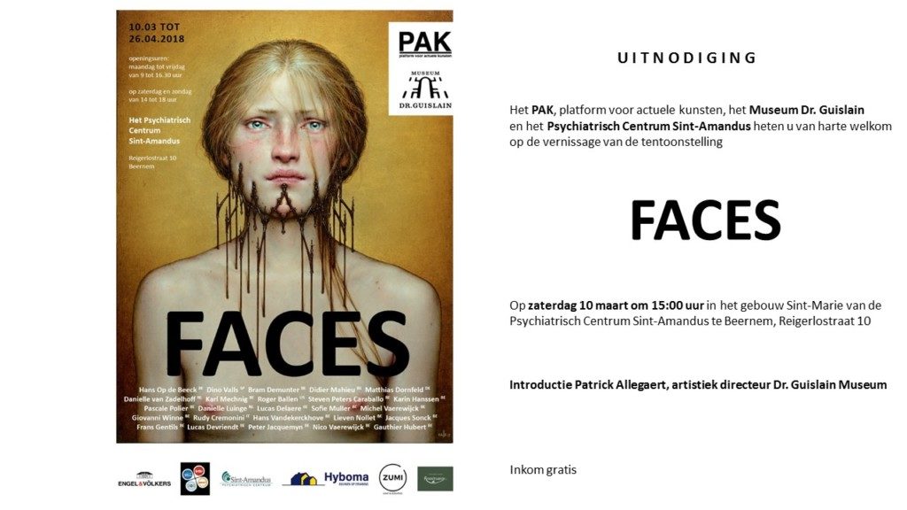 “FACES”: Exhibition. PCA Platform & Museum Dr. Guislain. Belgium. 10/03/18